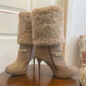 Brown high heels boots